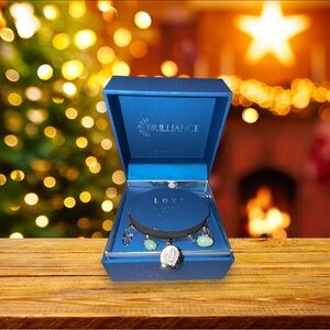 Brilliance Genuine Crystal and Silver Slider Charm Love Bracelet with Stones NWT